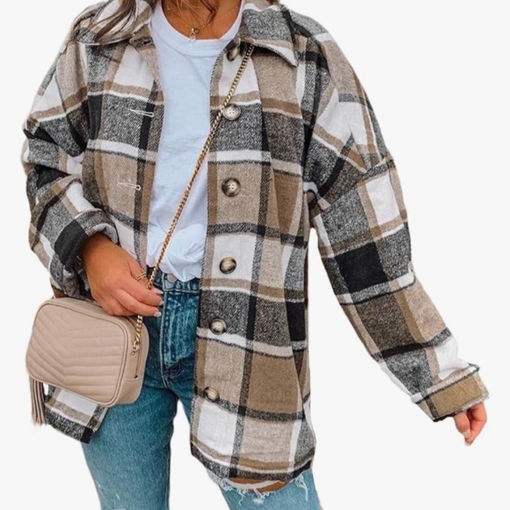 Women's Plaid Button Down Shacket/Jacket - image 1
